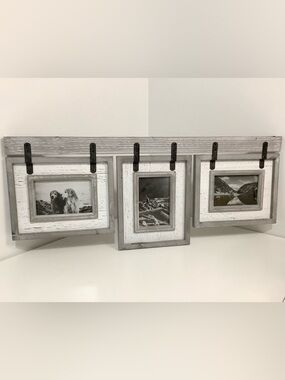 NWT Urban Barn Ashworth Rustic  grey/white Hanging Frame Set